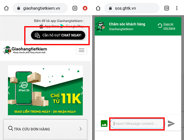 Tra cứu mã vận đơn ghtk thông qua CHAT hỗ trợ