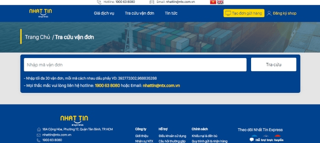 Tra cứu vận đơn Nhất Tín Express